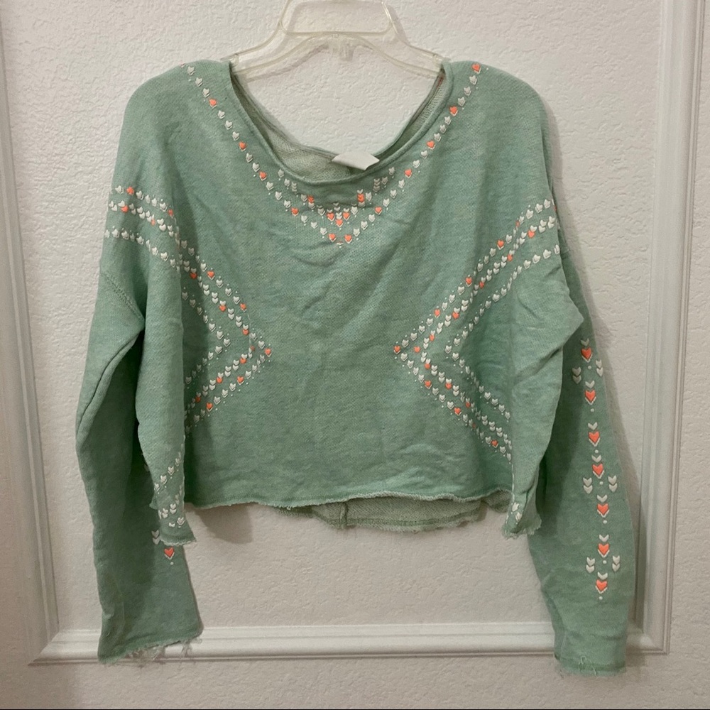 🌸 Tokyo Darling Crop Sweater • Mint / Heart